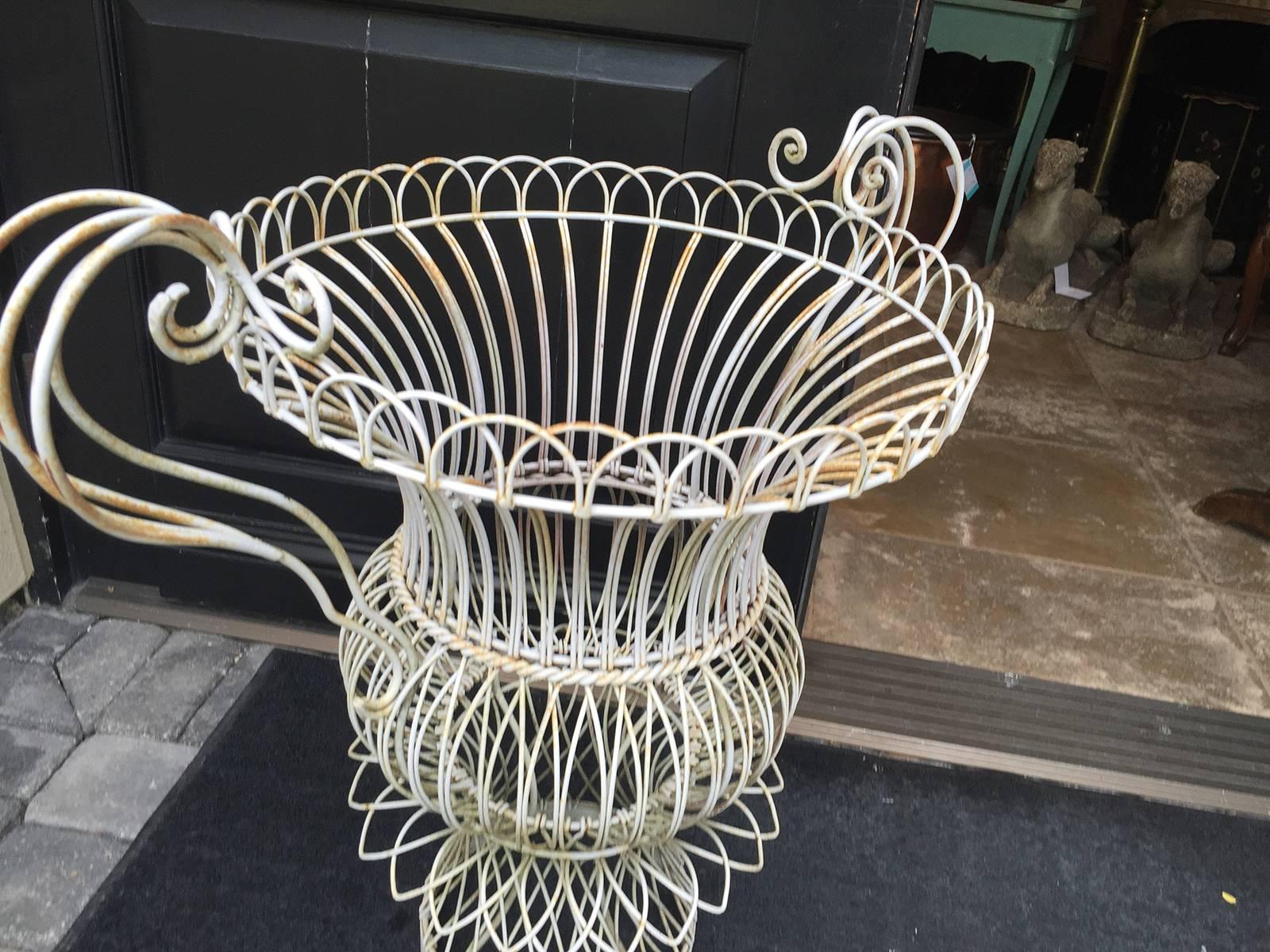 Pair of Large 20th Century, Urn Wire Baskets 3