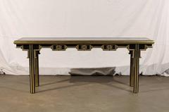 Midcentury Black and Brass Console Attributed to Mastercraft