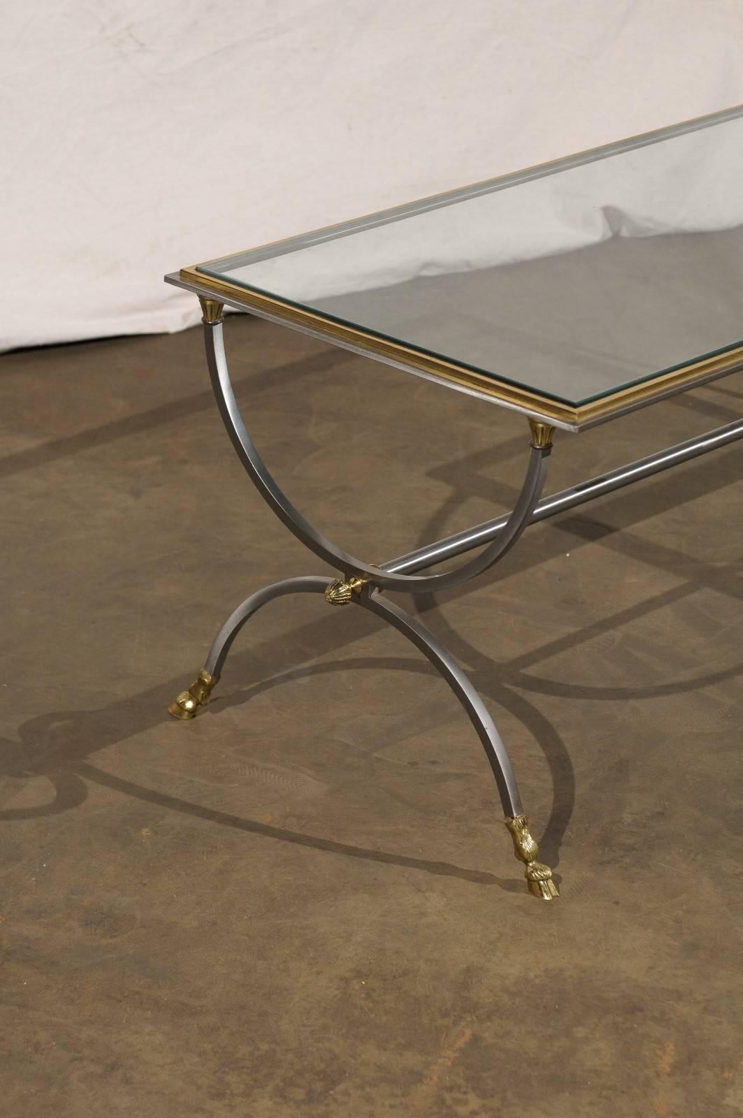 Baguès Style Glass Top Coffee Table with Hoof Feet 1