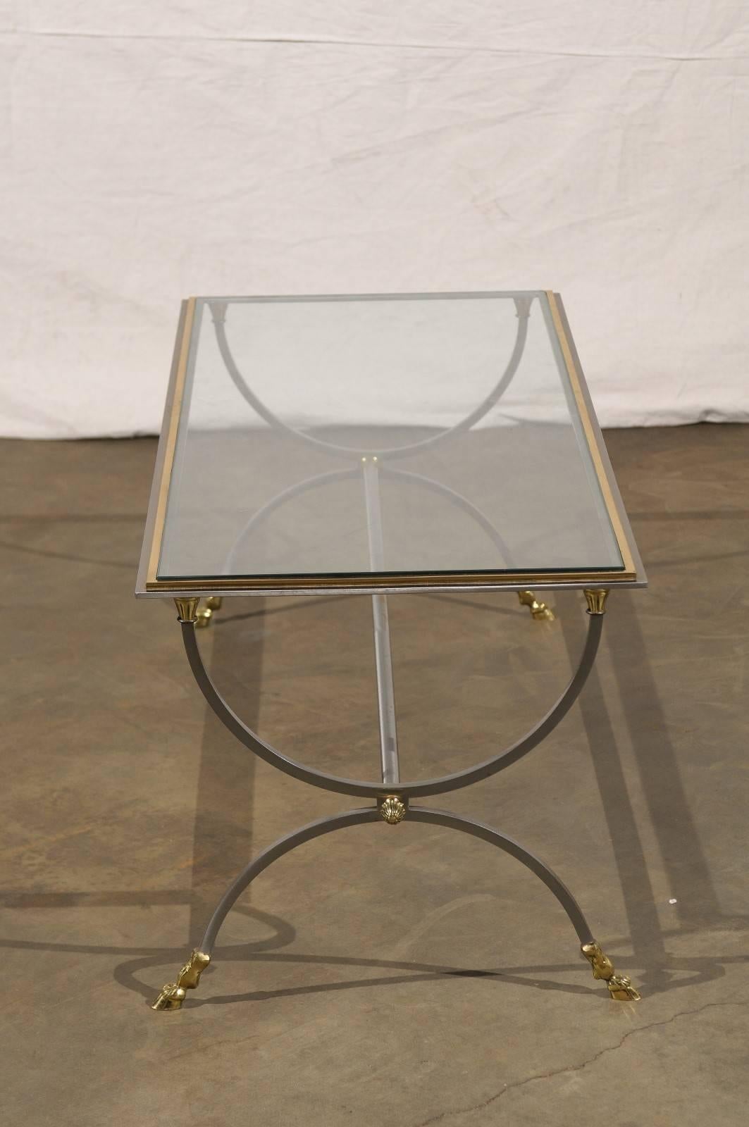 Baguès Style Glass Top Coffee Table with Hoof Feet 2