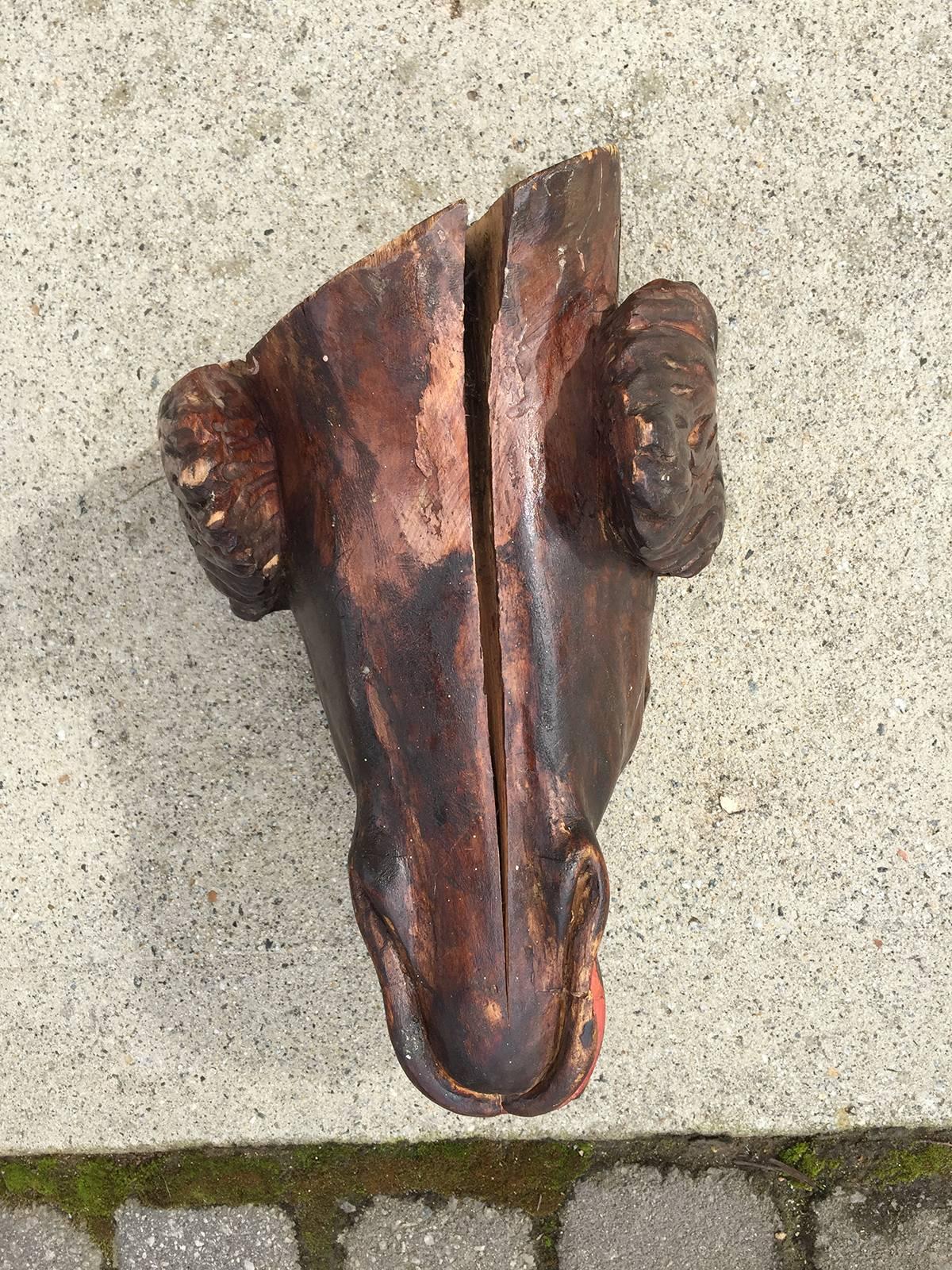 19th Century Hand-Carved Dog Head 2