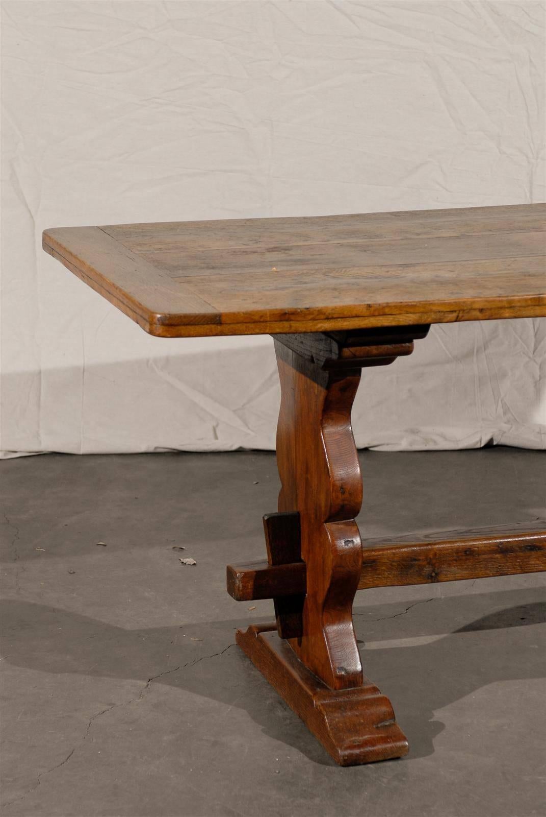 19th century oak trestle table.