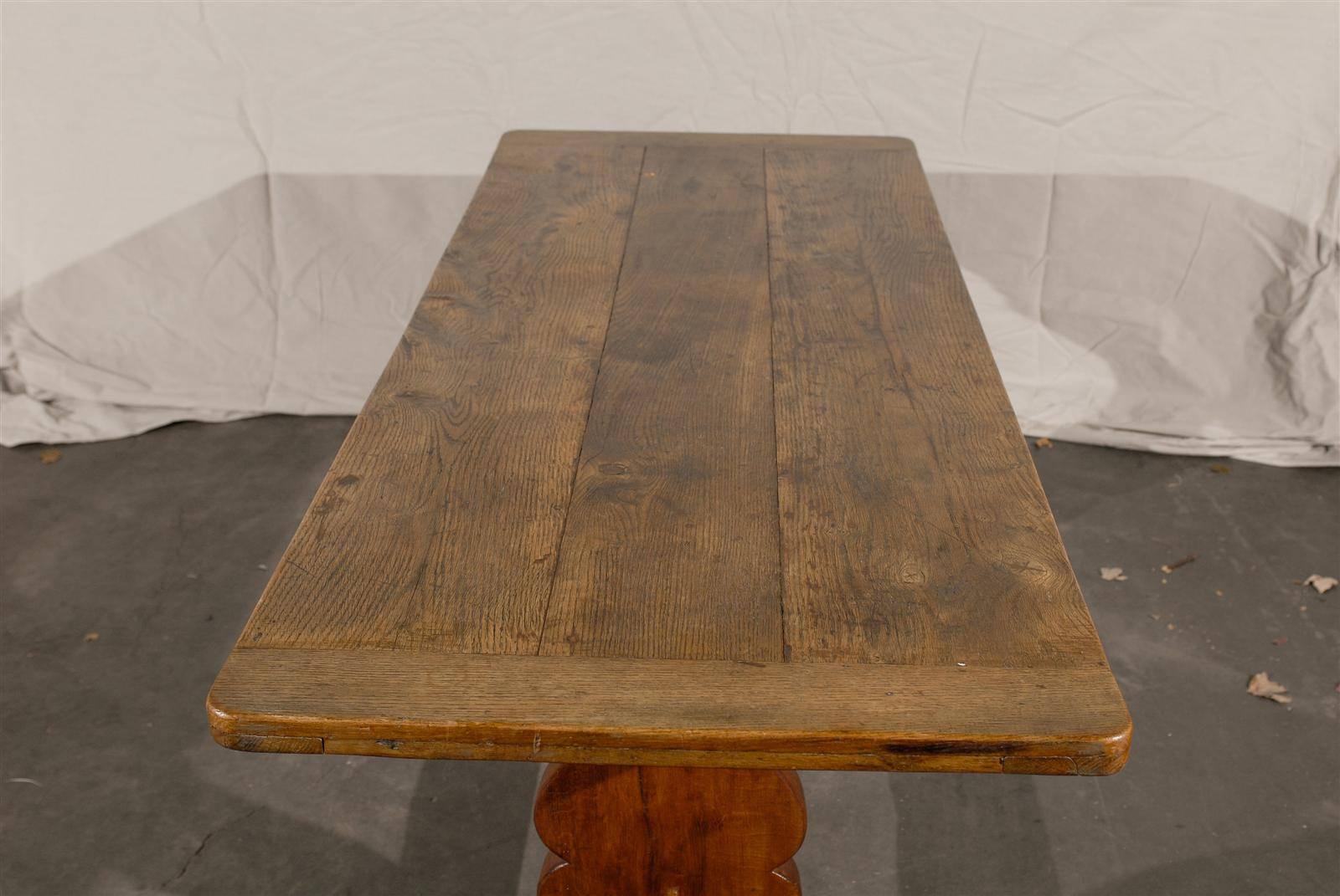 19th Century Oak Trestle Table 1