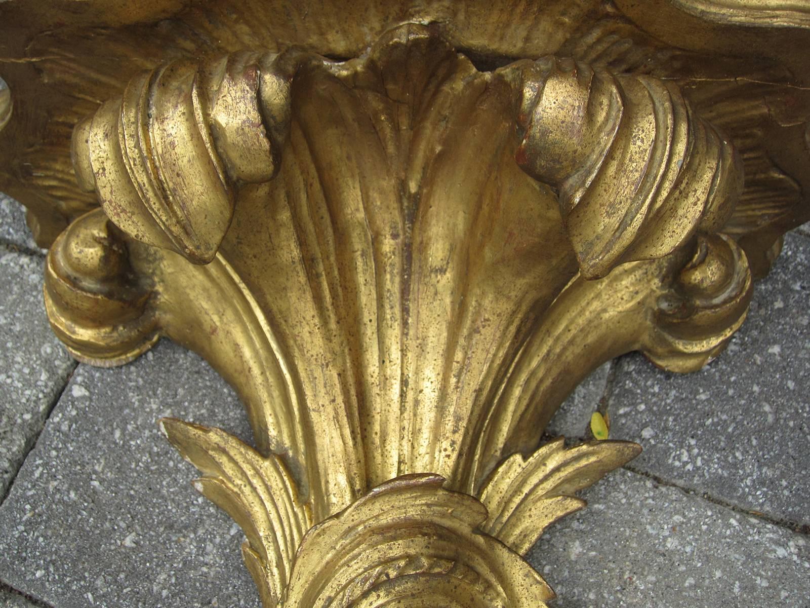 Pair of 20th Century Italian Giltwood Brackets, Marked & Labeled 