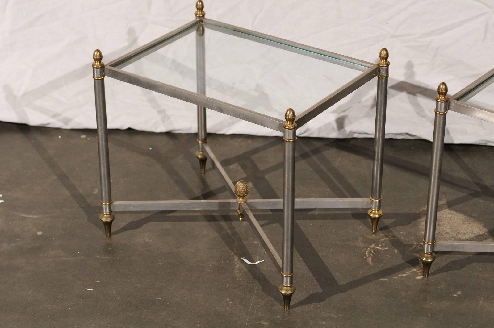 20th Century, Italian Steel and Brass Side Tables in the Style of Jansen In Good Condition In Atlanta, GA