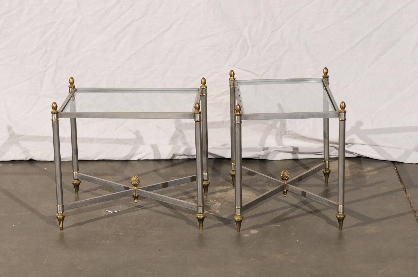 20th Century, Italian Steel and Brass Side Tables in the Style of Jansen 5