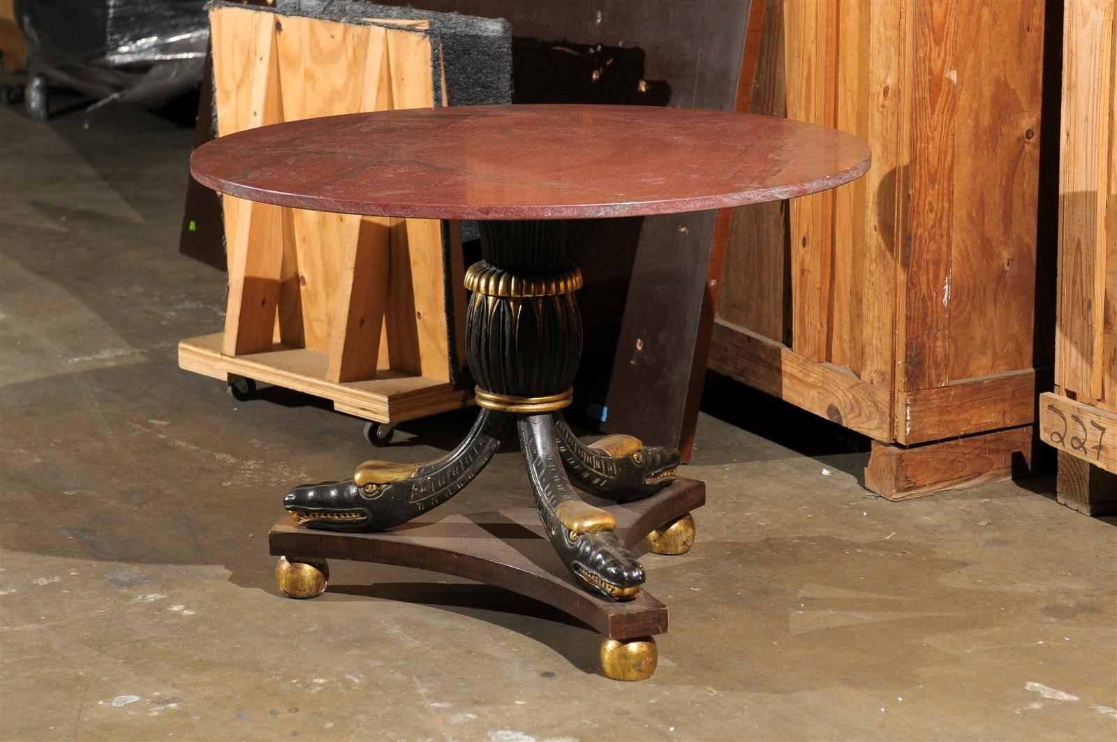 20th century Italian parcel-gilt center table.