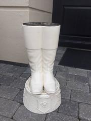 English Minton Creamware Boot Umbrella Stand, circa 1883