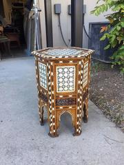 Late 19th-Early 20th Century Octagonal Syrian Drinks Table, Walnut Tray Inlay