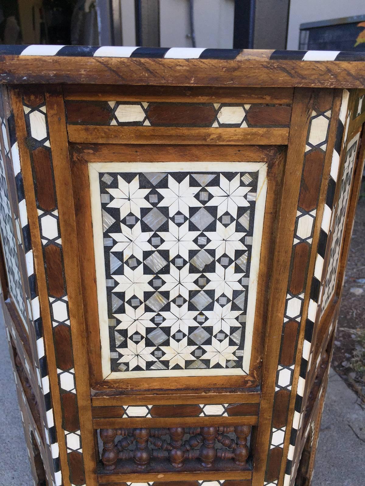 Bone Late 19th-Early 20th Century Octagonal Syrian Drinks Table, Walnut Tray Inlay