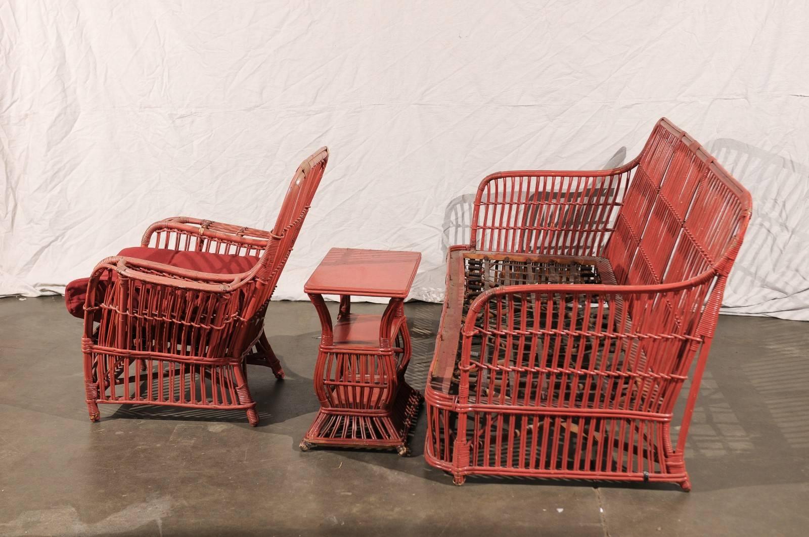 American Three-Piece Split Reed Art Deco Style Furniture, circa 1900 2