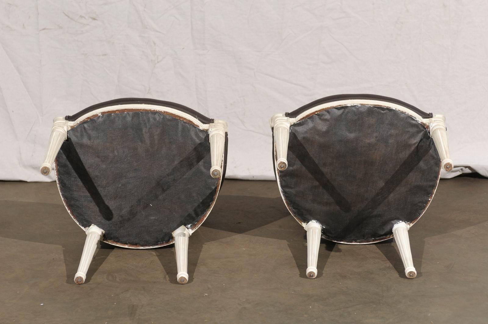 Pair of 20th Century Painted Louis XVI Style Armchairs 3