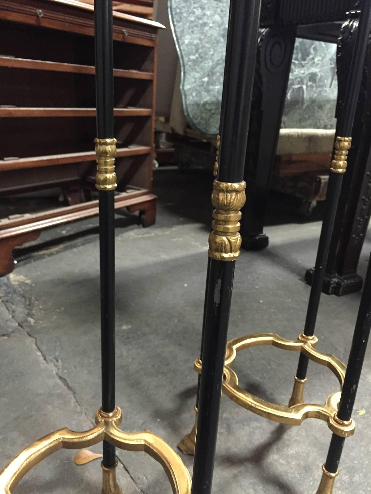 Pair of Mid-Century Gilt Metal, Brass and Marble Plant Stands 2