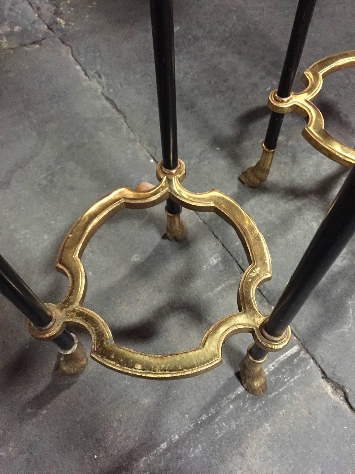 Pair of Mid-Century Gilt Metal, Brass and Marble Plant Stands 3