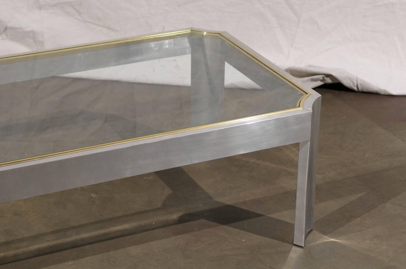 Late 20th Century Aluminium and Brass Coffee Table in the Style of Ron Selfe, circa 1970