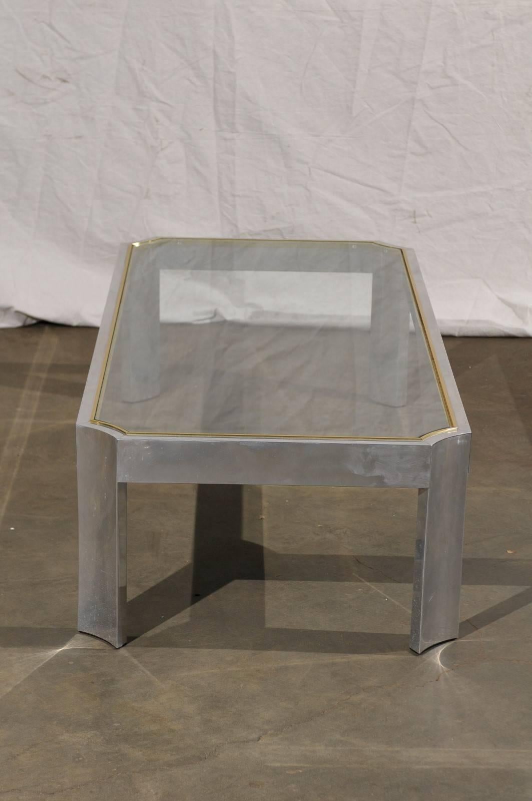 Aluminum Aluminium and Brass Coffee Table in the Style of Ron Selfe, circa 1970