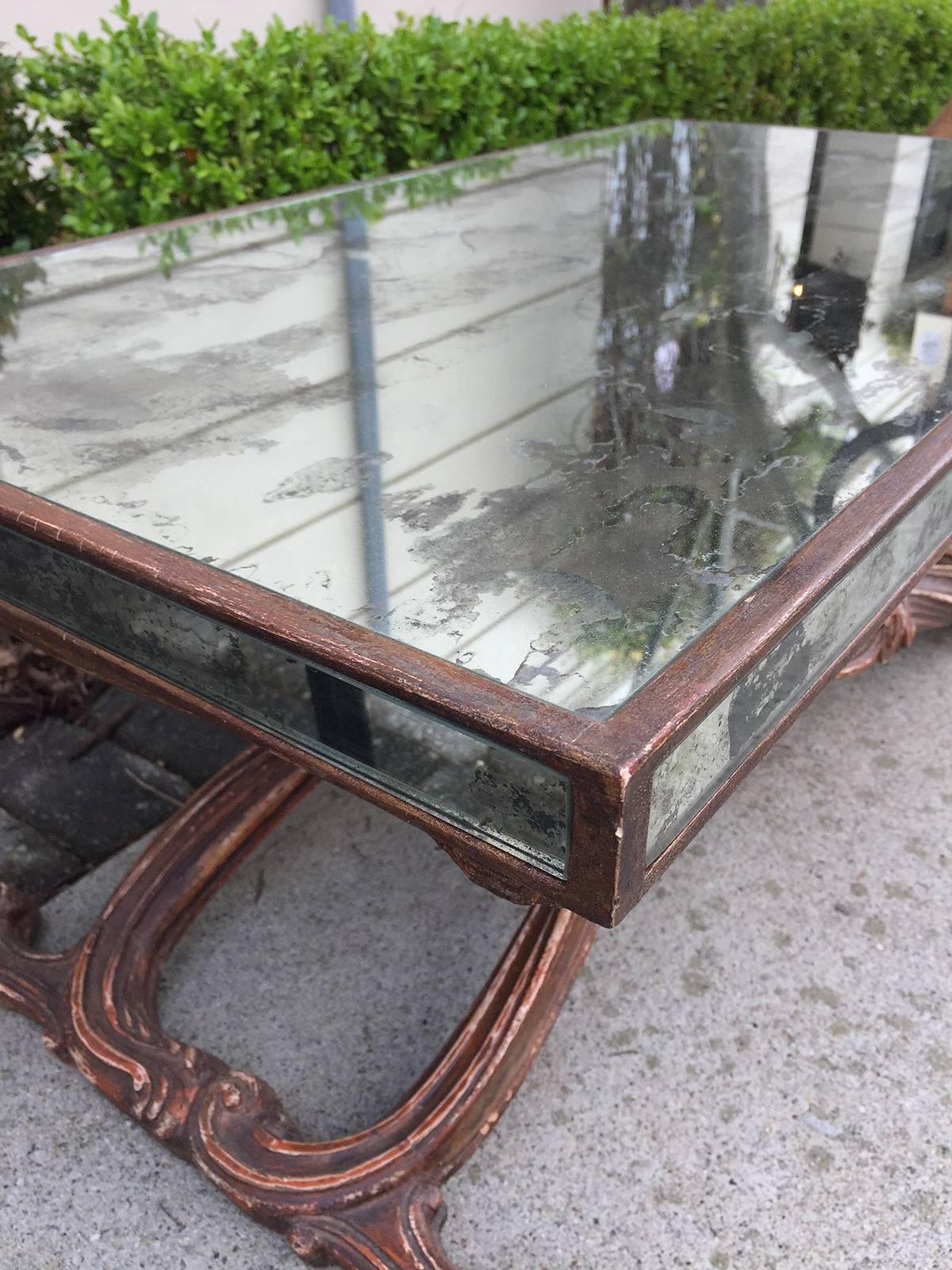 Early to Mid-20th Century Italian Mirrored Coffee Table in the Style of Jansen In Good Condition For Sale In Atlanta, GA