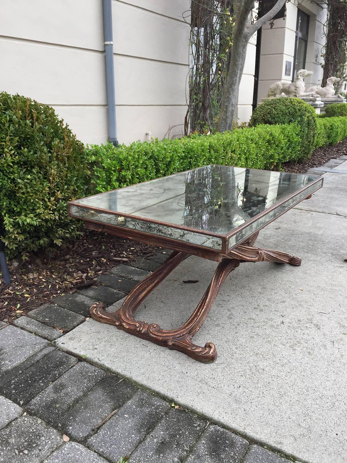 Early to Mid-20th Century Italian Mirrored Coffee Table in the Style of Jansen For Sale 4
