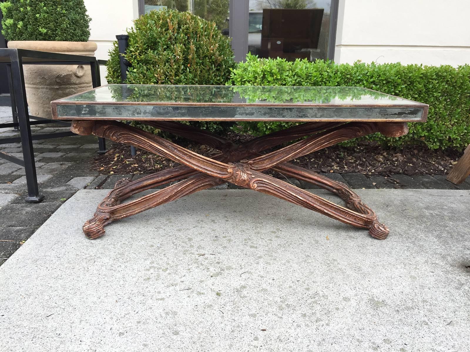 Early to Mid-20th Century Italian Mirrored Coffee Table in the Style of Jansen For Sale 5