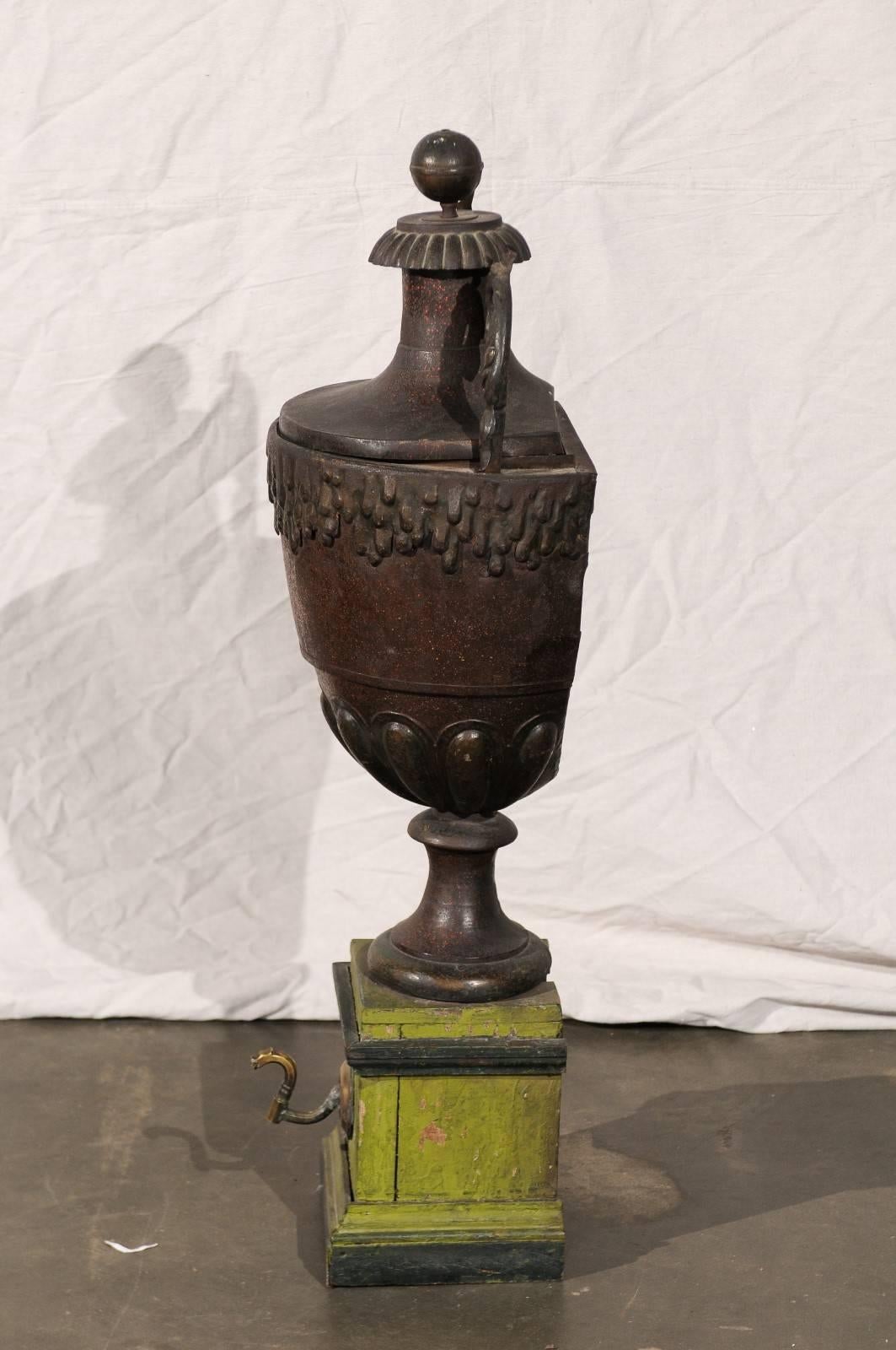 Early 19th Century Probably French Tole Fountain, Faux Porphry Finish 4