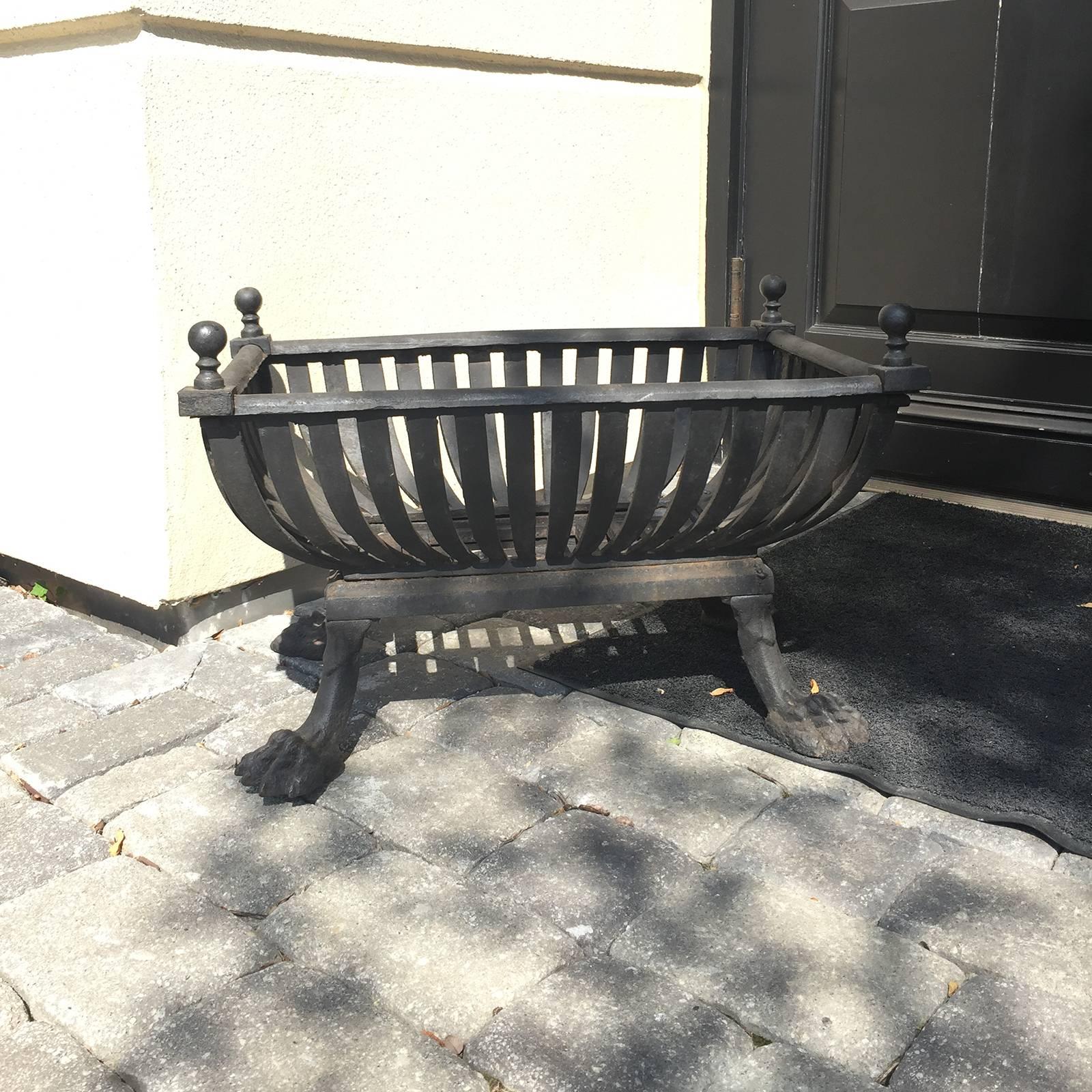 c.1900 Neoclassical Fire Grate with Claw Feet 2