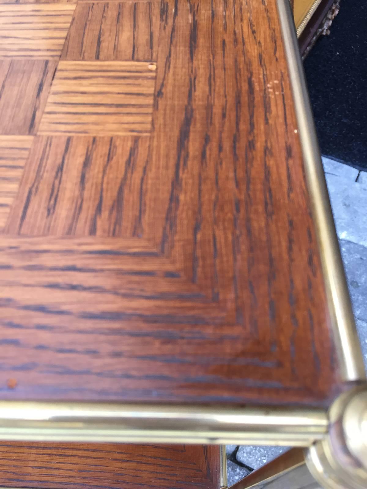 20th Century Parquetry and Brass Two-Tier Table 5