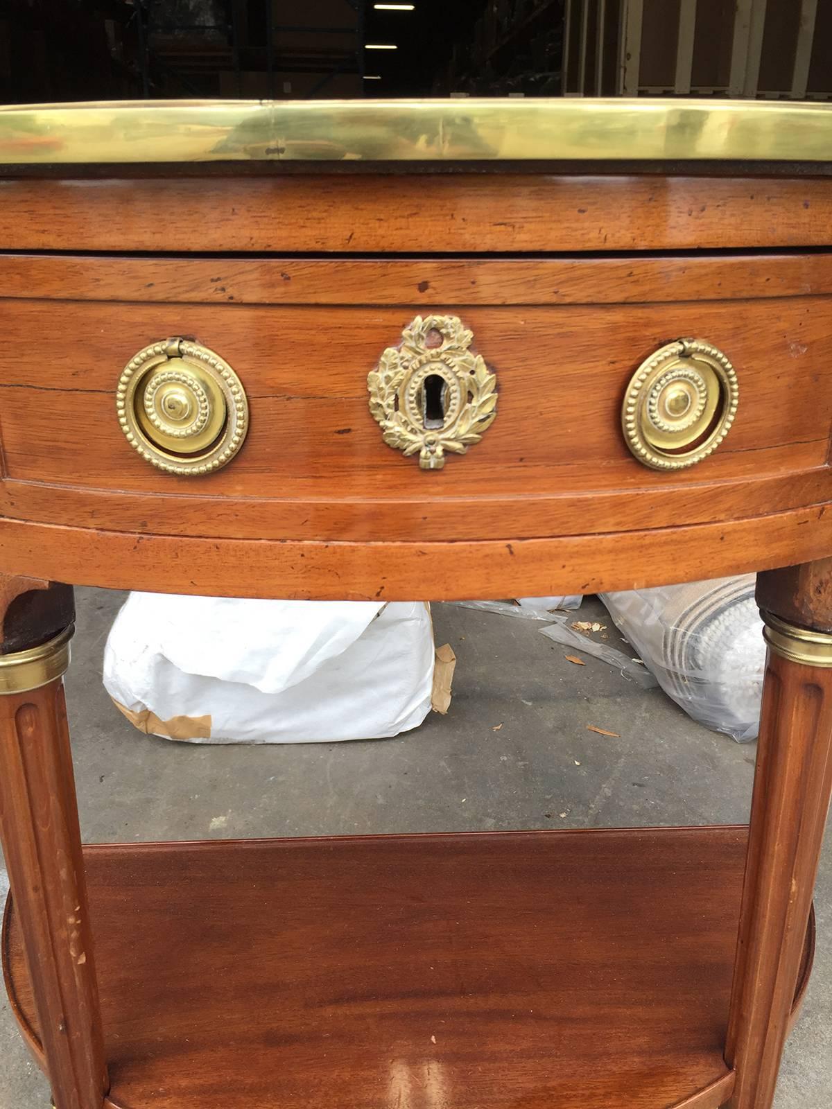 18th Century 18th-19th Century Louis XVI Style Marble-Top and Brass-Mounted Mahogany Console