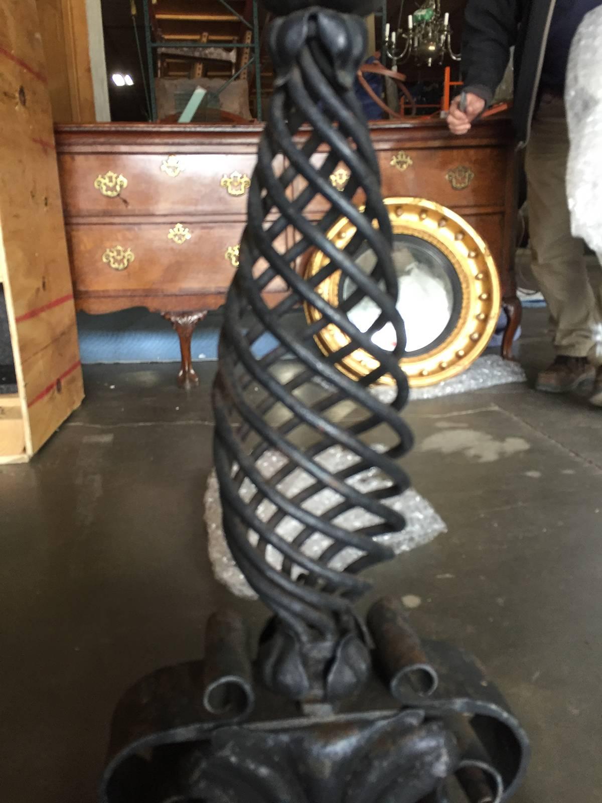 Late 19th Century to Early 20th Century Pair of Iron Andirons In Excellent Condition In Atlanta, GA