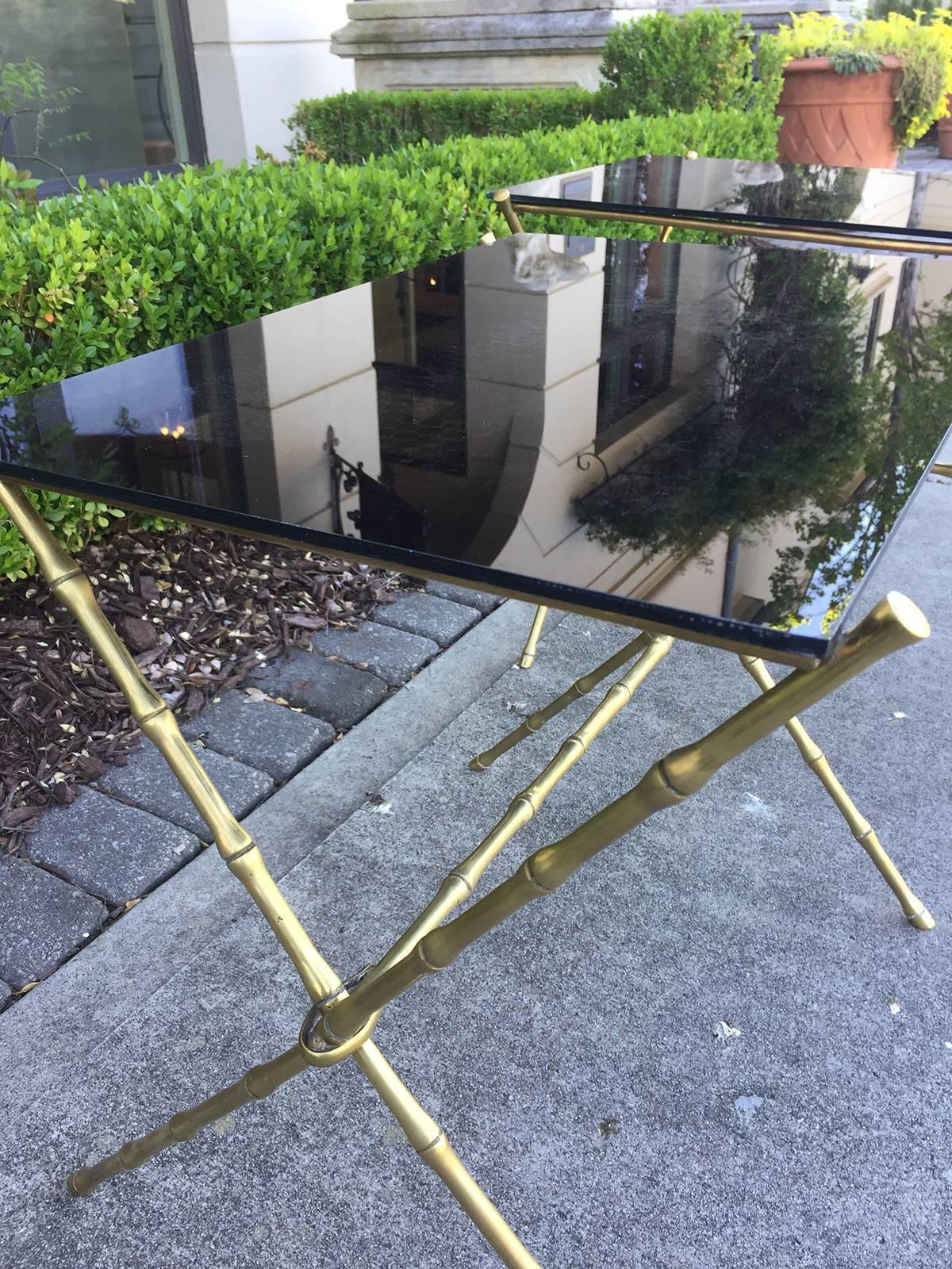 Pair of 1960s Brass or Bronze Bamboo Side Tables Attributed to Maison Jansen 5