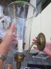 Set of Four 19th-20th Century Brass Sconces with Hand Blown Globes