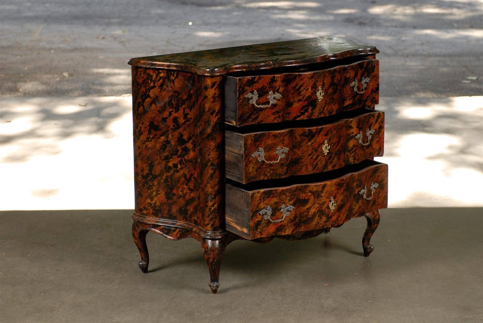 20th Century Italian Faux Tortoise Painted Chest 1