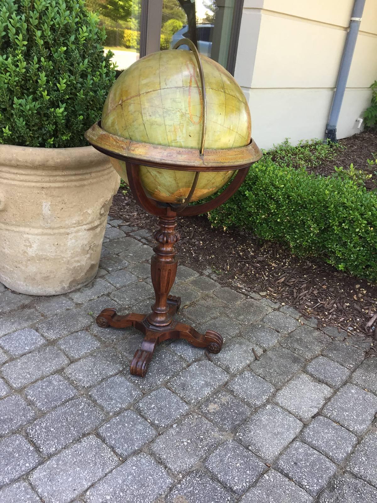Rand McNally & Co. terrestrial globe on stand, circa 1920.