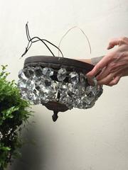 French Gilt Crystal Ceiling Mount Chandelier, circa 1920s