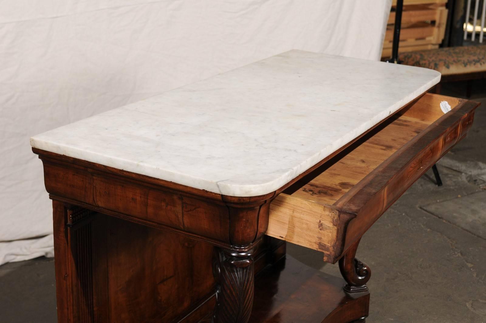 Italian 19th Century Walnut Console with Marble Top 4