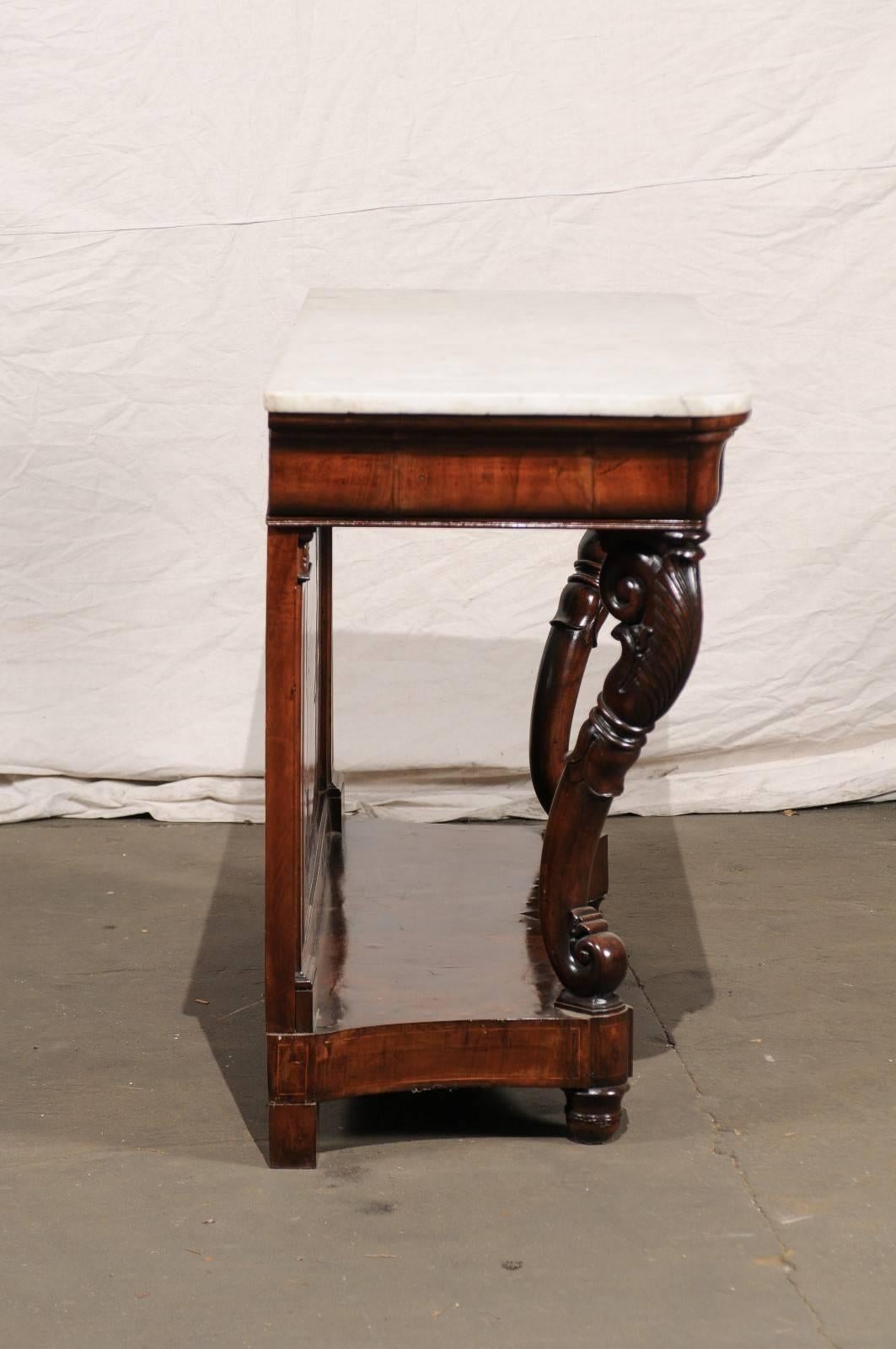 Italian 19th Century Walnut Console with Marble Top 5