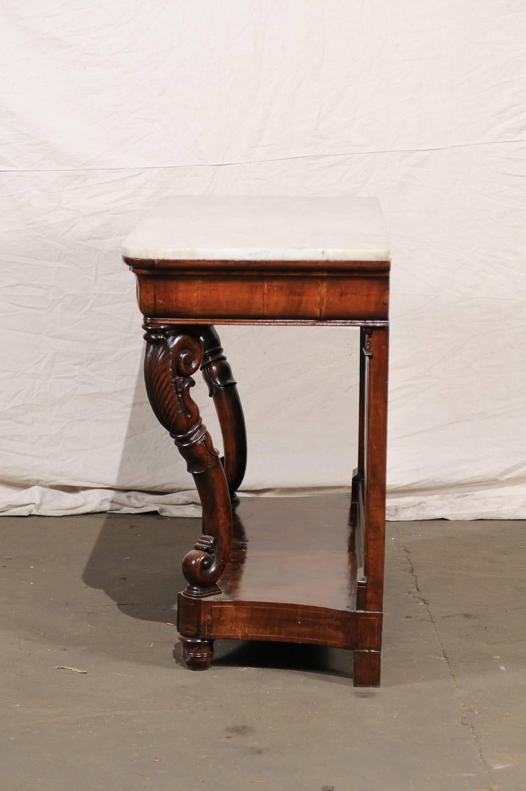 Italian 19th Century Walnut Console with Marble Top 7