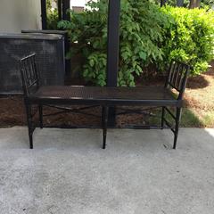 20th Century Regency Style Cane Window Bench with Custom Bench