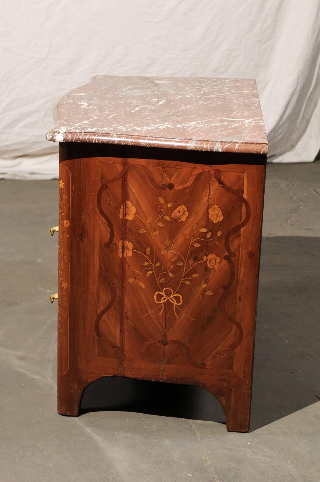 Mid-20th Century Regency Marquetry Marble Commode For Sale 5