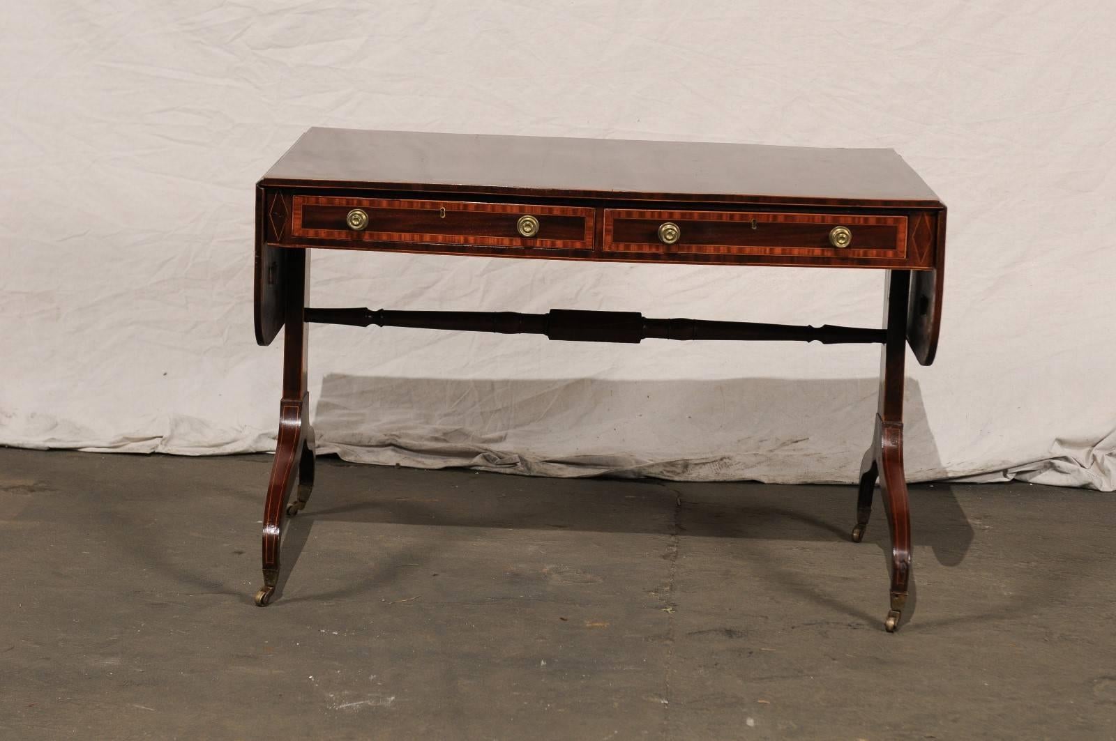 Inlay 19th Century English Regency Style Inlaid Sofa Table For Sale