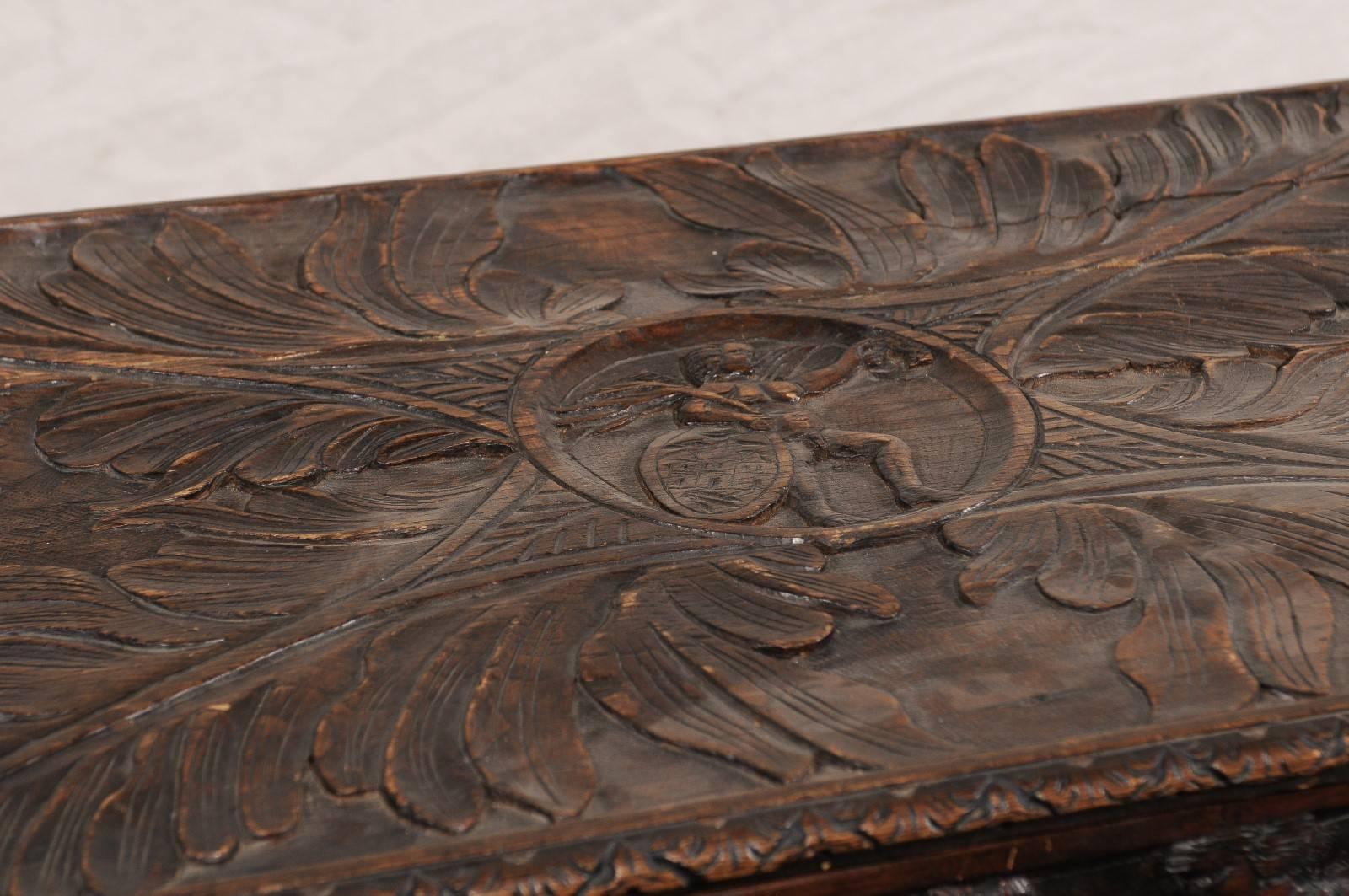 Possibly 18th Century Carved Italian Coffer In Good Condition For Sale In Atlanta, GA