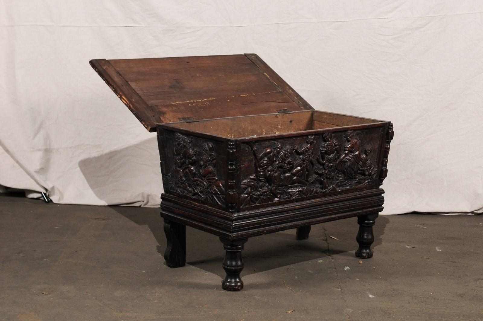 Possibly 18th Century Carved Italian Coffer For Sale 1