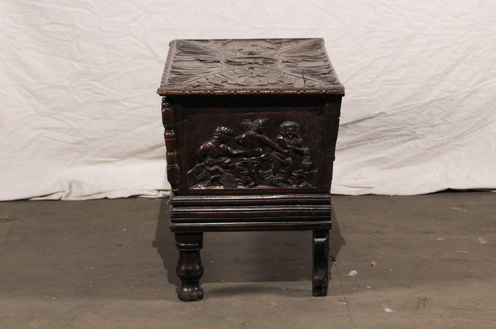 Possibly 18th Century Carved Italian Coffer For Sale 3