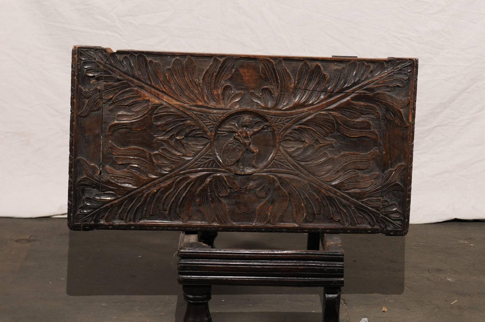 Possibly 18th Century Carved Italian Coffer For Sale 5