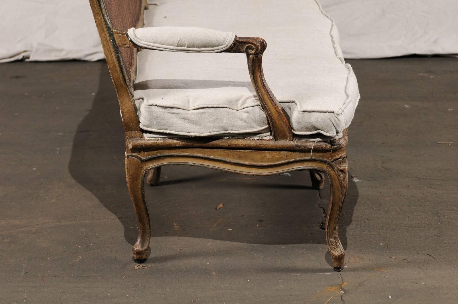 18th-19th Century Regence Settee with Cane In Good Condition In Atlanta, GA