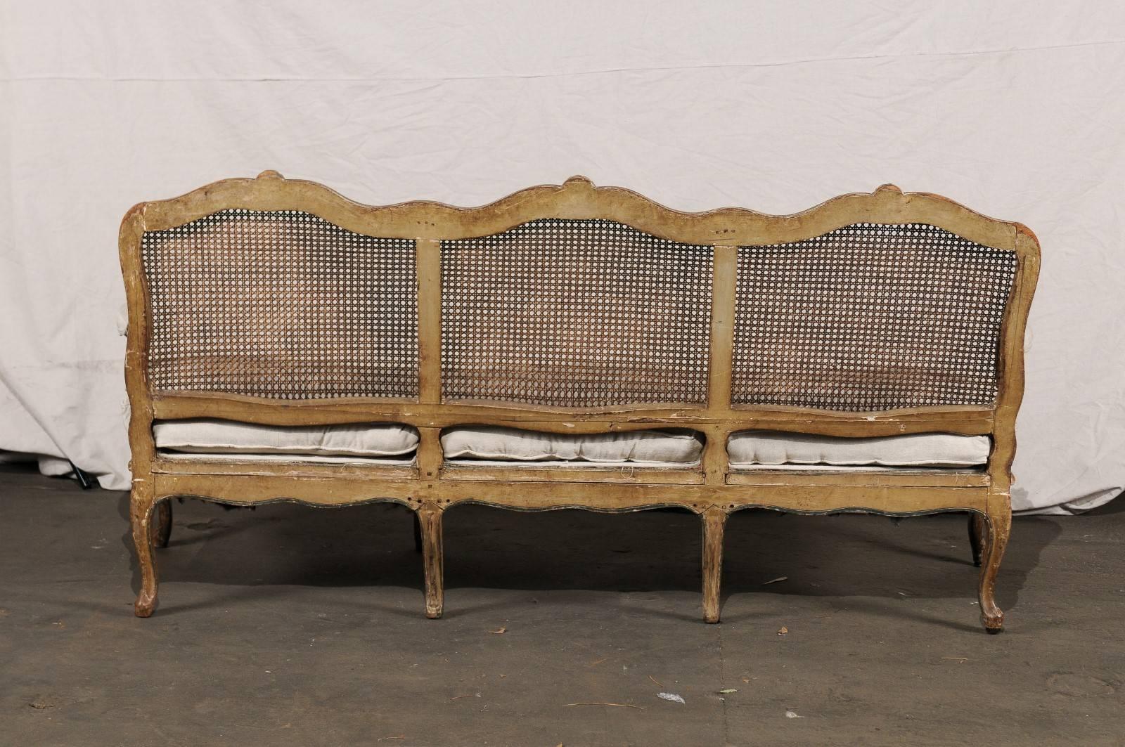 18th Century and Earlier 18th-19th Century Regence Settee with Cane