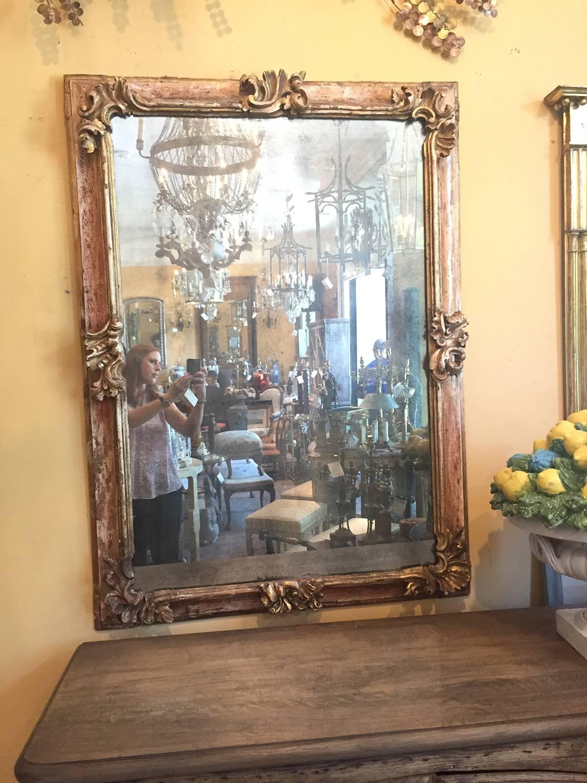 Hand-Carved 19th Century Early Italian Baroque Framed Mirror For Sale