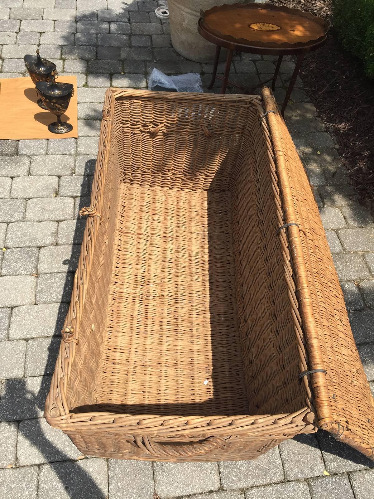 Early 20th Century Large Wicker Trunk 3