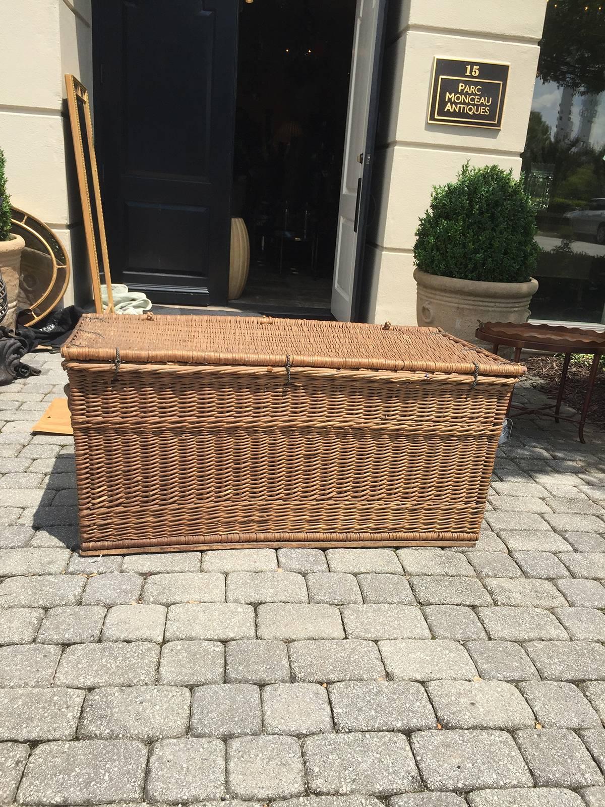 Early 20th Century Large Wicker Trunk 5