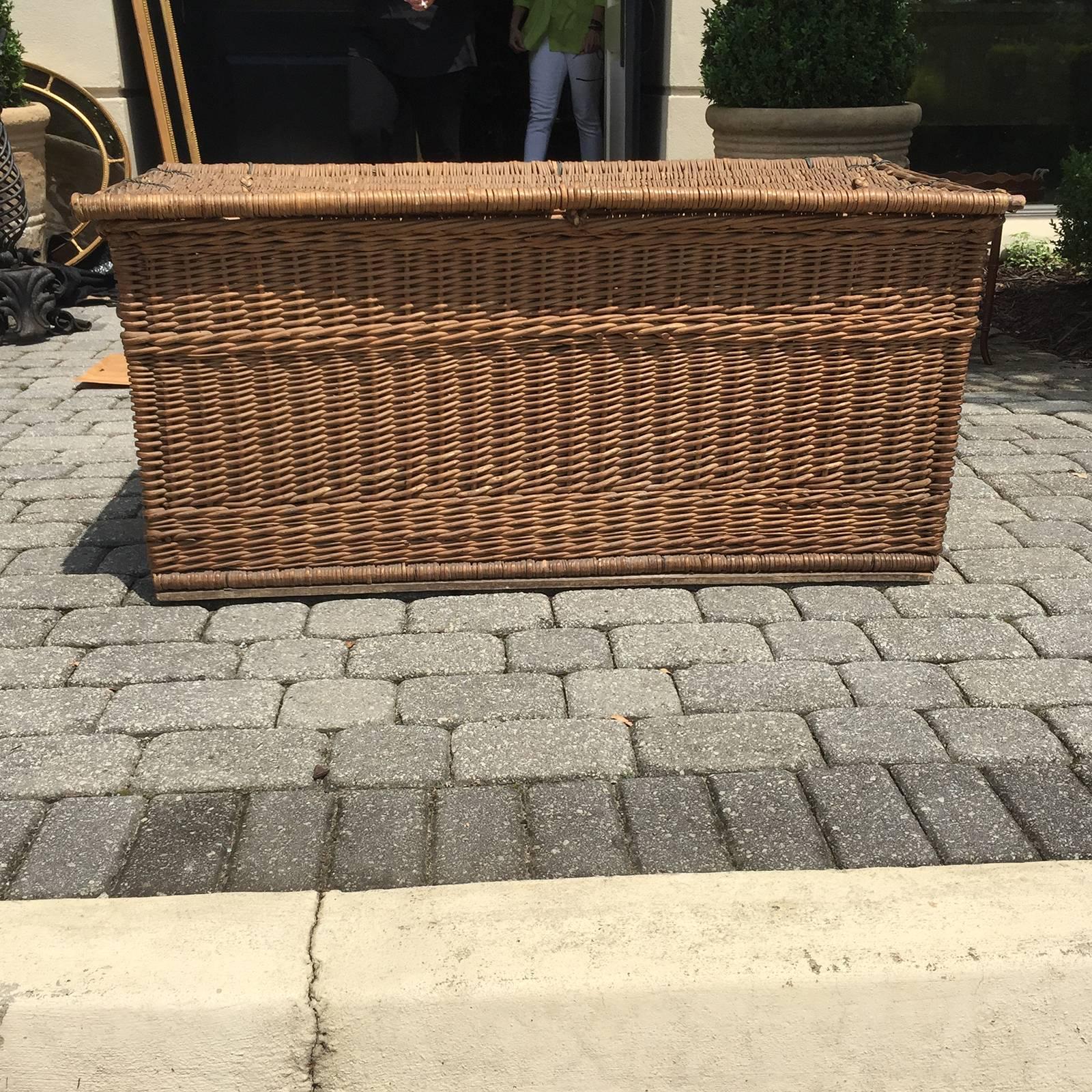 Early 20th Century Large Wicker Trunk 6