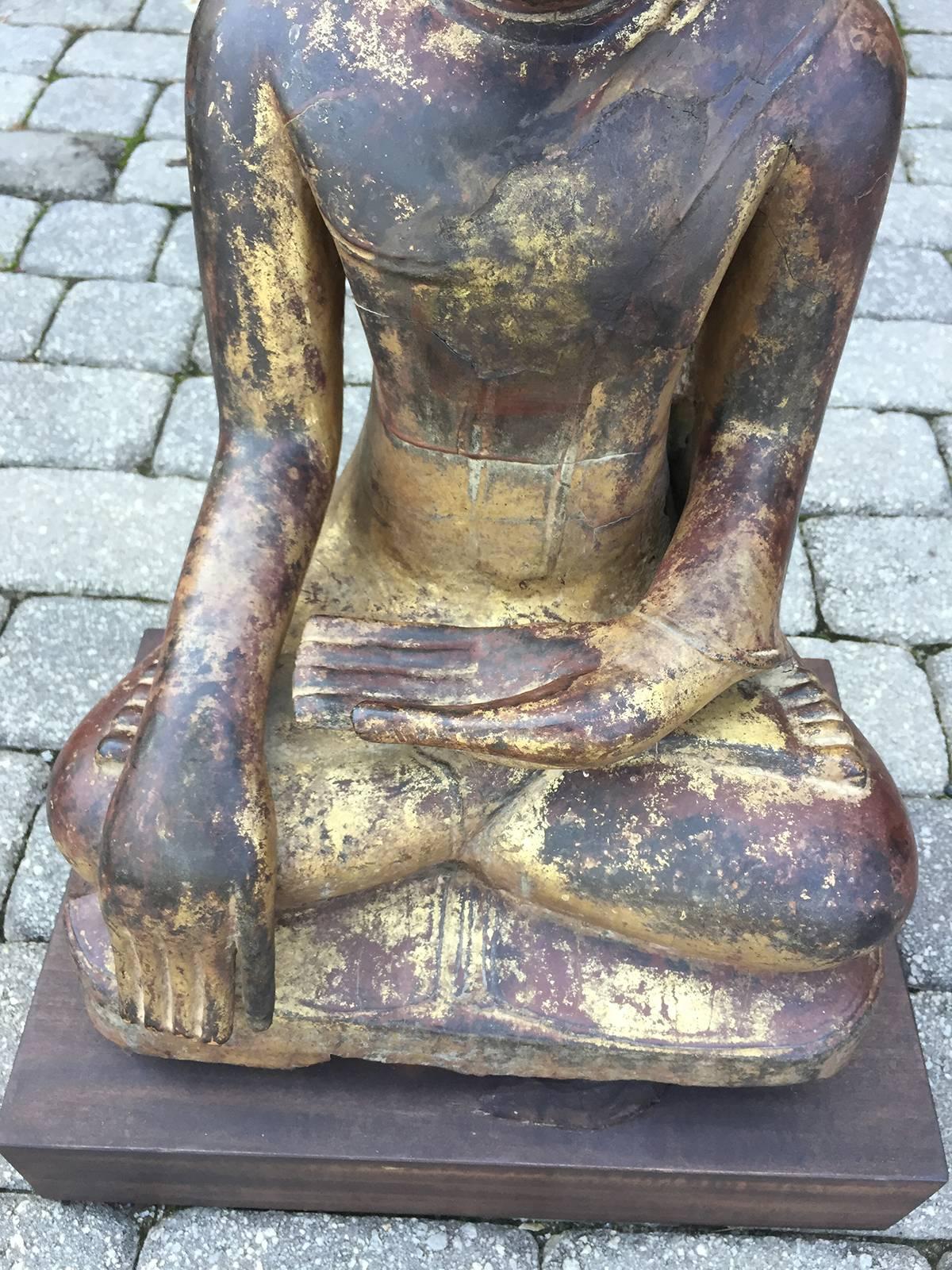 Large 19th Century Wood Thai Buddha 2